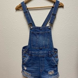Divided Distressed Denim Overall Shorts